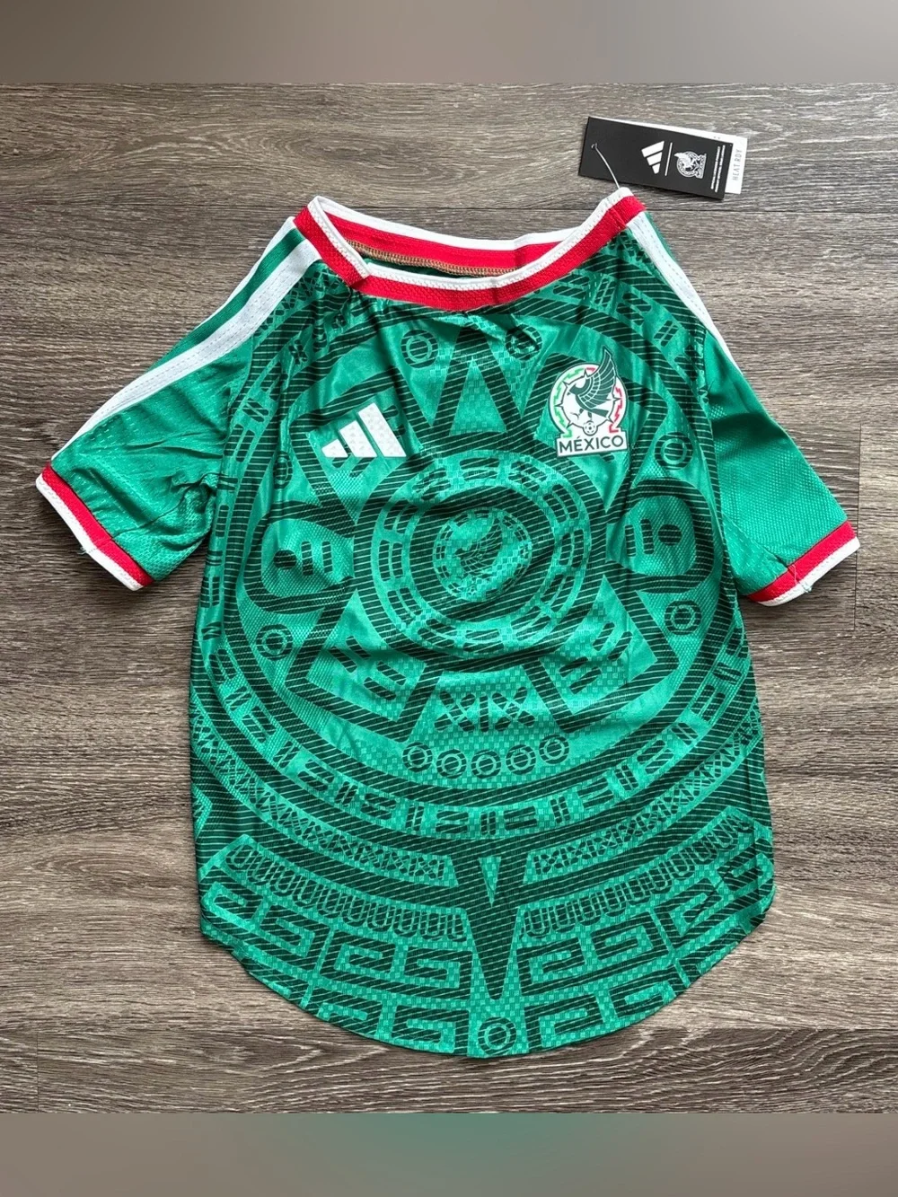 adidas Green Mexico Dog Soccer Jersey with Red & White Trim